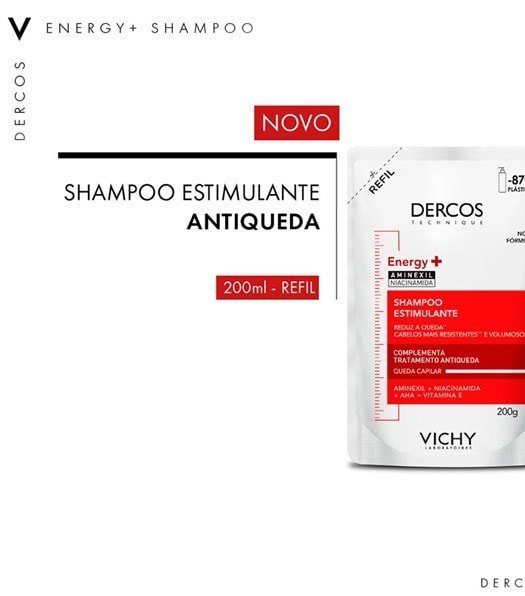 DERCOS Shampoo Estimulante Antiqueda Refil Energy+ 200g - Imagem 4